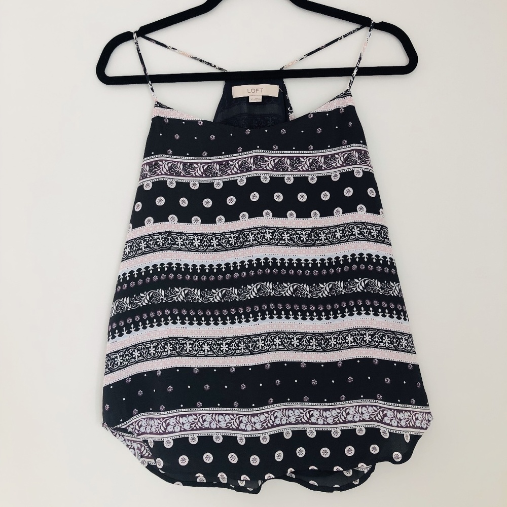 floral striped racerback cami / size xs